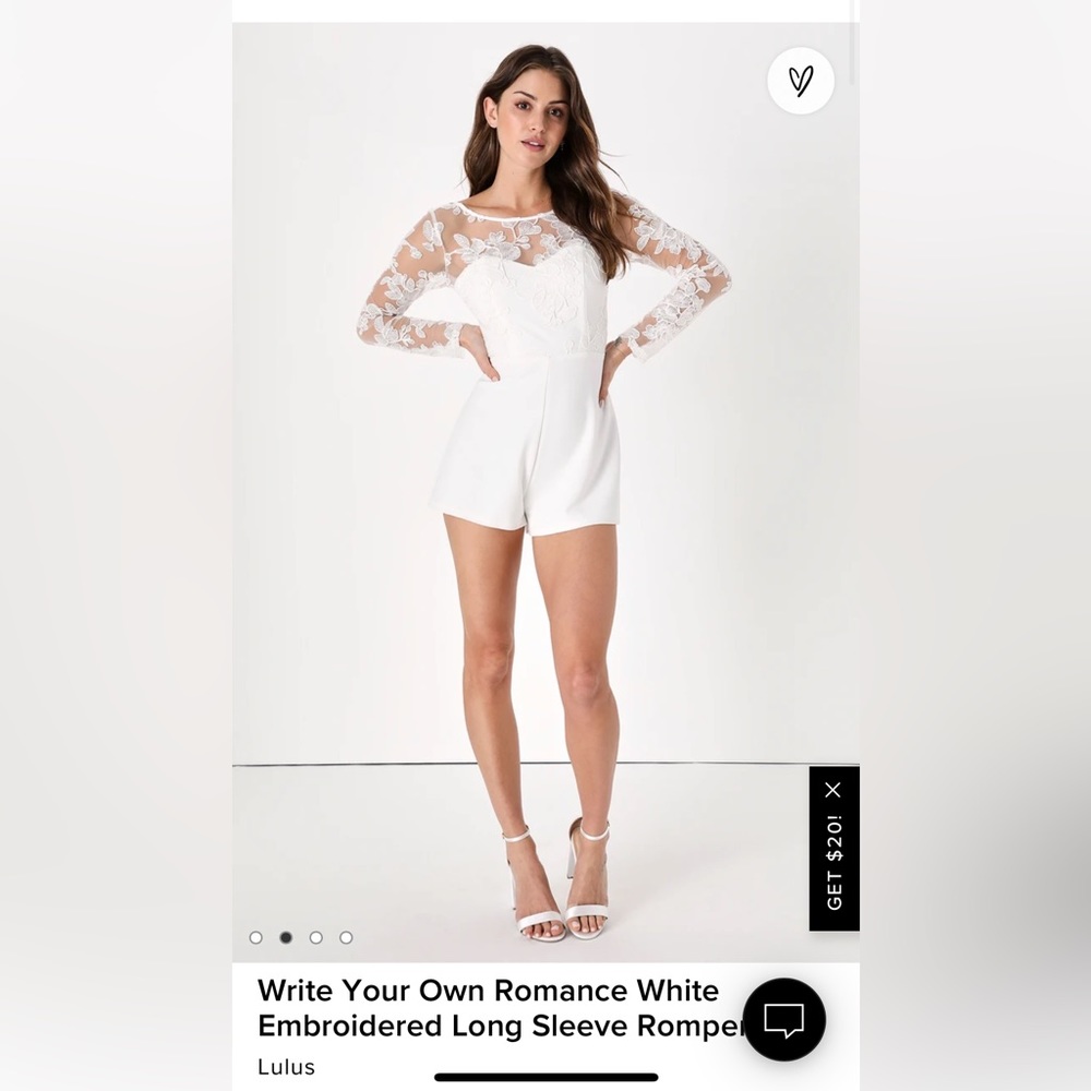 Lulus Write Your Own Romance White Embroidered Long Sleeve Romper XS